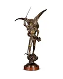 Emmanuel Frémiet, patinated bronze figure of St Michael, patinated bronze