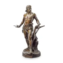 Émile André Boisseau, patinated bronze figure 'Ense & Aratro', patinated bronze