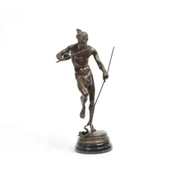 Charles-Arthur Bourgeois, patinated bronze figure of The Snake Charmer, patinated bronze