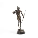 Charles-Arthur Bourgeois, patinated bronze figure of The Snake Charmer, patinated bronze