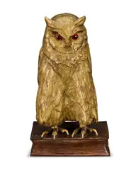 patinated and gilt bronze model of an owl by Franz Xaver Bergmann, gilt bronze, sold Feb 2025