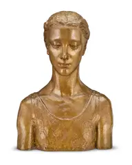 Robert Wlérick, patinated bronze bust of 'Jenny', patinated bronze