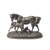 Pierre-Jules Mêne, bronzed spelter equestrian figural group of a horse and foal, spelter