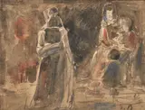 Eugène Louis Boudin, Genre Scene, watercolor, gouache, and pencil on paper