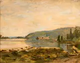 Georges Binet, Bords de la Seine, oil on panel
