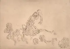 Untitled #2 by called Dado Miodrag Djuric, 1967, Etching with plate tone on paper; signed and dated 'Dado 67' in pencil lower right, sold Oct 2024