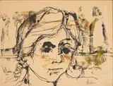 Gino Hollander, Head of a Girl, ink and gouache on paper