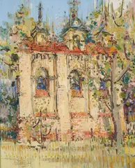 Liuboslav Hutsaliuk, Palace Façade, oil and pencil on canvas