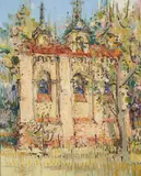 Liuboslav Hutsaliuk, Palace Façade, oil and pencil on canvas