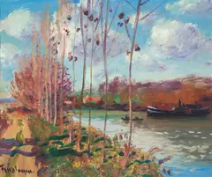 Georges Ferro La Gree, Bord de L'Yonne, oil on canvas