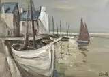 Georges Laporte, At the Docks, oil on canvas