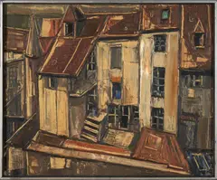 Georges Laporte, Maisons à St. Gengoux, oil on canvas
