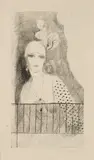 Marie Laurencin, Portrait de Baronne Gourgaud (Marchesseau 63), 1923, Lithograph with hand coloring in blue on paper; signed 'Marie Laurencin' in pencil lower right; first of two states