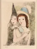 Marie Laurencin, L'Allée from the series Fêtes galantes (Marchesseau 211, iii/iii), 1944, Etching with hand coloring on paper; signed 'Marie Laurencin' in pencil lower right