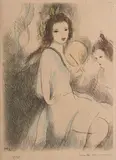 Marie Laurencin, En Sourdine, from the series Fêtes galantes (Marchesseau 218, iii/iii), 1944, Etching with hand coloring on paper; signed 'Marie Laurencin' in pencil lower right