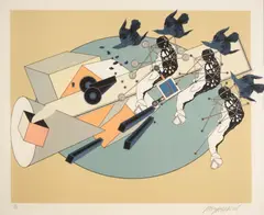 Alain Le Yaouanc, Sans-titre, c. 1977, Color lithograph on paper; signed 'Aleyaouanc' in pencil lower right