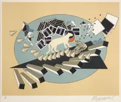 Alain Le Yaouanc, Sans-titre from Le Voyage d'Ulysse (Le Yaouanc: Lith1977-0012), 1977, Color lithograph on paper; signed 'Aleyaouanc' in pencil lower right