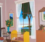 Thomas McKnight, Yellow Cradle, 1984, Color screenprint on paper; signed 'McKnight' in pencil lower right