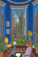 Seven Statues by Thomas McKnight, 1986, Color screenprint on paper; signed 'McKnight' in pencil lower right, sold Oct 2024