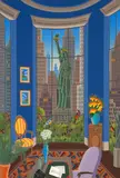 Thomas McKnight, Seven Statues, 1986, Color screenprint on paper; signed 'McKnight' in pencil lower right