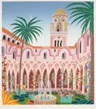 Thomas McKnight, Amalfi Cloister, 1987, Color screenprint on paper; signed 'McKnight' in pencil lower right