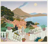 Thomas McKnight, View of Vesuvius, 1987, Color screenprint on paper; signed 'McKnight' in pencil lower right