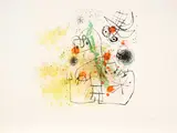 Femme et Oiseau Dans la Tourmente (Maeght 442) by Joan Miró, 1967, Color lithograph on Arches watermarked paper; signed 'Miró' in pencil lower right, sold Oct 2024