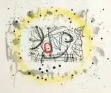 Joan Miró, Plate 5 from Fissures (Dupin 469), 1969, Soft varnish, wash tint, and color aquatint on paper; signed 'Miró' in pencil lower right