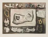 Henry Moore, Sculptural Ideas 5, from the portfolio Sculptural Ideas (Cramer 584), 1980, Color etching and aquatint on paper; numbered and signed '4/50...Moore' in pencil along the lower margin