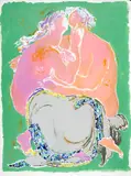 Lover's Kiss/Maquette for the Print by José García Ocejo, tempera and pencil on paper, sold Oct 2024
