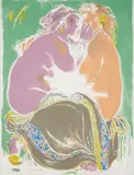 José García Ocejo, Lover's Kiss,, Color lithograph on paper; signed and dated 'OCEJO/80' in pencil lower right