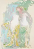 Two Standing Draped Nudes by José García Ocejo, tempera and pencil on paper, sold Oct 2024