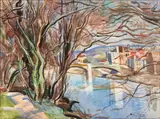 André Planson, La Ferté-sous-Jouarre, watercolor on paper