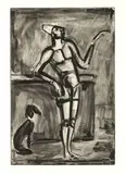 Georges Rouault, Clown au Chien (Wofsy 213), c. 1930, Aquatint on paper; framed