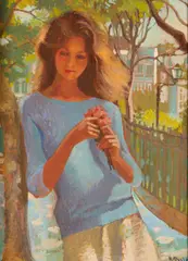 Contemplation by Enzo Russo, oil on Masonite, sold Oct 2024