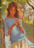 Enzo Russo, Contemplation, oil on Masonite