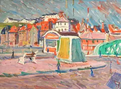 Le Pollet à Dieppe by Emile Sabouraud, oil on canvas, sold Oct 2024