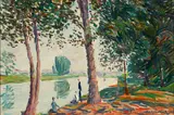 Emile Sabouraud, Bord de la Rivier, oil on canvas