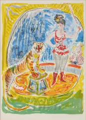 Kostia Terechkovitch, Les quatre éléments du cirque, from the portfolio Les petites filles modèles (Terechkovitch 17),, Color lithograph on paper; signed 'C. Terechkovitch' in pencil lower right; framed