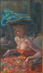 Kostia Terechkovitch, Femme au Chapeau à Plumes, oil on canvas