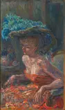 Kostia Terechkovitch, Femme au Chapeau à Plumes, oil on canvas