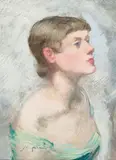 Jean-Louis Forain, A portrait of a young woman, oil on canvas laid down on board