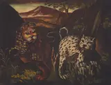 Hunt scene of lions and leopards by Italian School, offered May 2024
