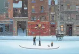 Michel Delacroix, The Street Lighter and audience, watercolor and gouache on paper