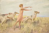 Arthur Wardle Ri, A game of fetch, oil on canvas