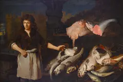 Samuel Hoffmann, The fishmonger, oil on canvas