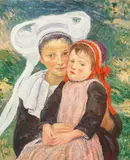 Émile Dezaunay, Maternite a pont aven, oil on canvas