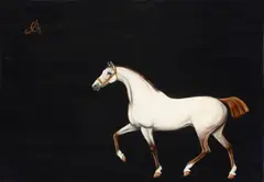 Carlos Anesi, White horse, oil on canvas