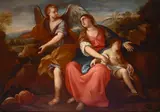 Hagar and Ismael in the desert by Italian School, oil on canvas, offered May 2024