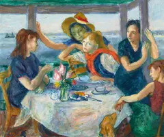 Robert Philipp, At the breakfast table (friends), oil on canvas